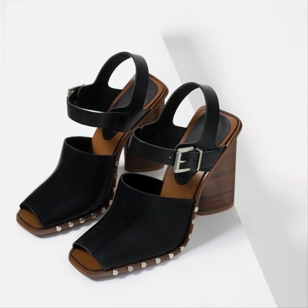 ZARA Leather Studded Mule